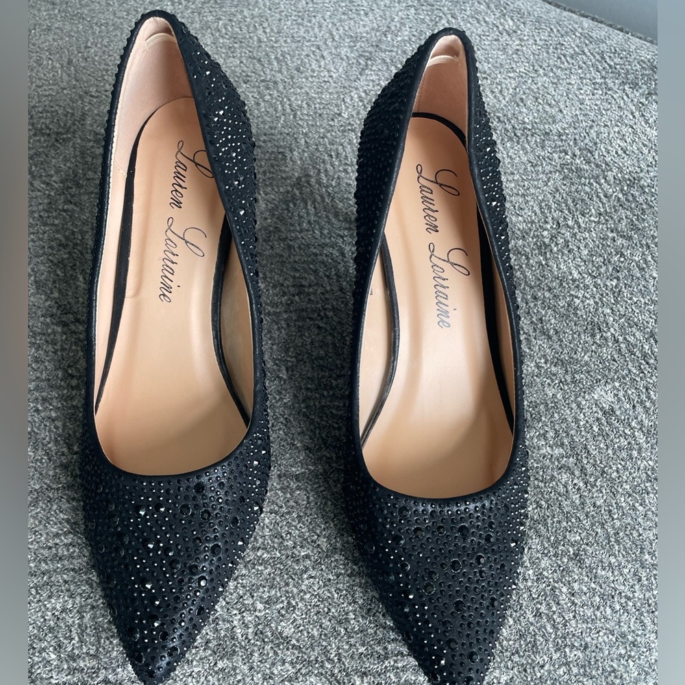 Black beaded heels